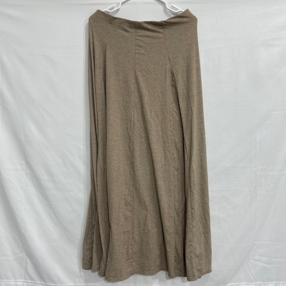 Halara Tan Heathered High Waisted Maxi Skirt Size L Hidden Zipper Flowy Stretch